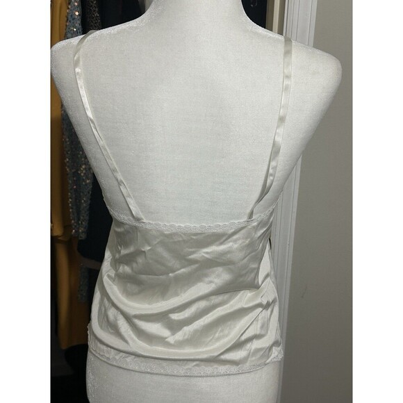 Vintage Lace Trimmed Camisole‎ Top Lingerie Size M Ivory Cream Adj Thin Straps - Picture 4 of 12
